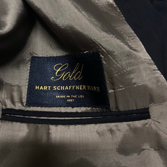 Nordstrom Blazer Jacket Sport Coat Suit Gold Hart Schaffner Marx Black 50XLG EUC - Picture 7 of 16